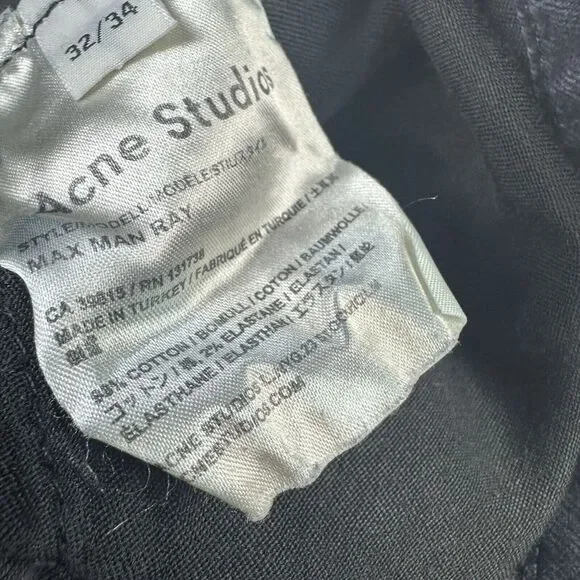 ACNE STUDIOS Max Man Ray Jeans Mens 32x34 (32x32.5) Stretch‎ Faded - Picture 9 of 15